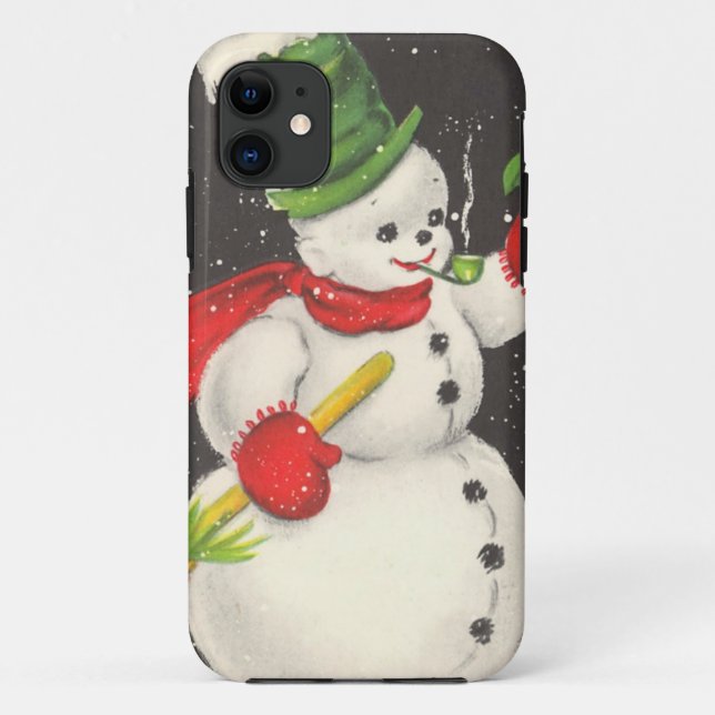 Vintage Christmas Snowman Case-Mate iPhone Hülle (Rückseite)