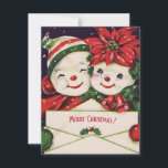 Vintage Christmas Snowman Couple Feiertagskarte<br><div class="desc">Weihnachten Weihnachten Snowman Couple Holiday Card.</div>