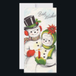 Vintage Christmas Snowman Couple Feiertagskarte<br><div class="desc">Weihnachten Weihnachten Snowman Couple Holiday Card.</div>