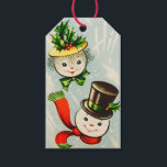Vintage Christmas Snowman Couple Geschenkanhänger<br><div class="desc">Niedlich Retro Vintage Weihnachten Snowman Couple Holiday Geschenk Tag.</div>