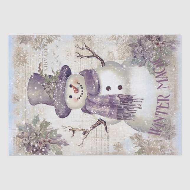Vintage Christmas Snowman Seidenpapier (Vorderseite)