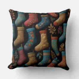 Vintage Christmas Stockings Throw Pillow Kissen