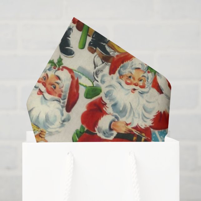 Vintage Christmas Tea Time With Santa Seidenpapier (Geschenktüte)