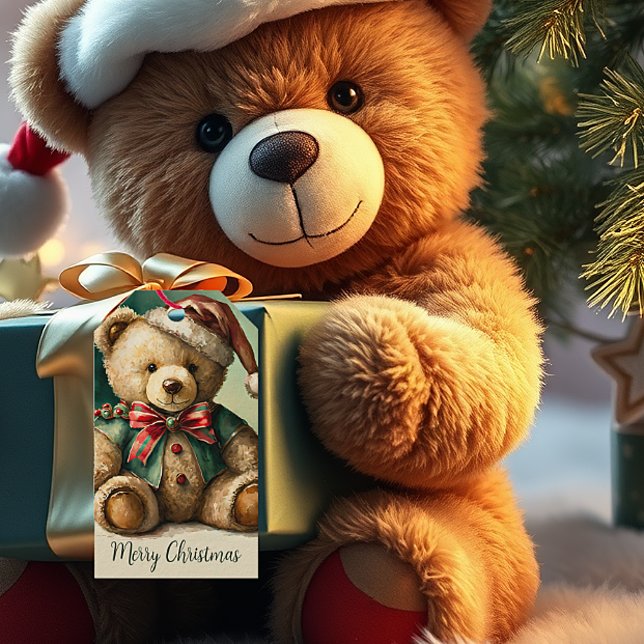 Vintage Christmas Teddy Bär Geschenkanhänger (Von Creator hochgeladen)