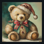 Vintage Christmas Teddy Bär Künstlicher Leinwanddruck<br><div class="desc">Vintage Christmas Teddy Bär</div>
