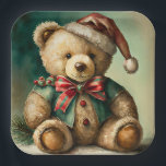 Vintage Christmas Teddy Bär Pappteller<br><div class="desc">Vintage Christmas Teddy Bär</div>