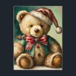 Vintage Christmas Teddy Bär Postkarte<br><div class="desc">Vintage Christmas Teddy Bär</div>