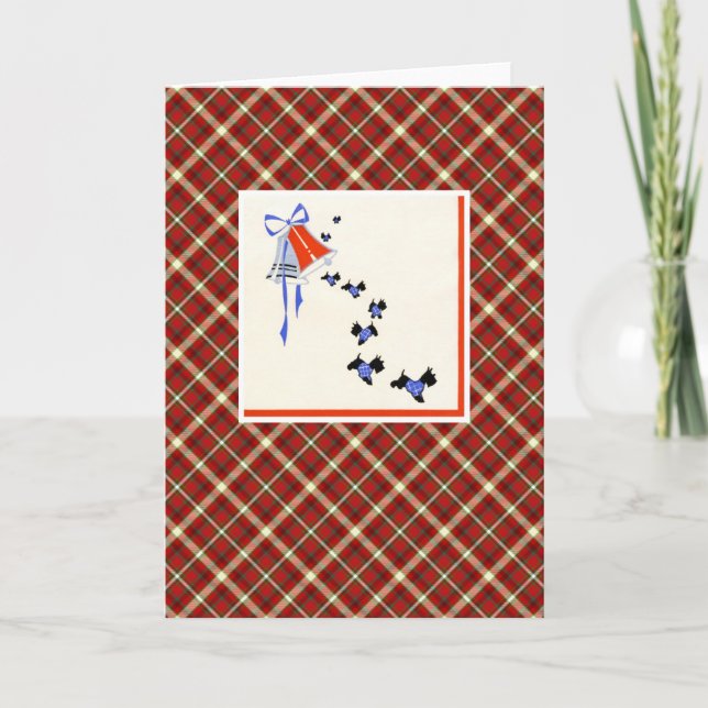 Vintage Christmas Terrier Dog Feiertagskarte (Vorderseite)