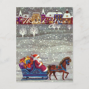 Vintage Christmas Thank You Postkarte