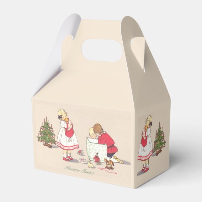 Vintage Christmas Tree Children Favor Box Geschenkschachtel (Vorderseite)