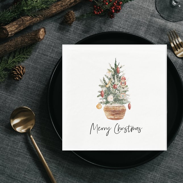 Vintage Christmas Tree | Merry Christmas  Serviette (Von Creator hochgeladen)