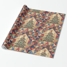 Vintage Christmas Tree Quilt Muster Geschenkpapier