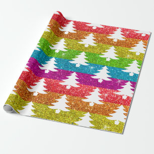 Vintage Christmas Tree Regenbogen Glitzer Gay Holi Geschenkpapier