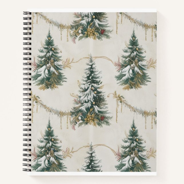 "Vintage Christmas Tree Spiral Carnet - Festif (Devant)