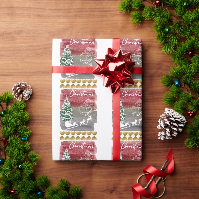 Vintage Christmas trees  Geschenkpapier (Feiertagsgeschenk)