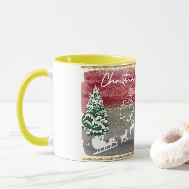 Vintage Christmas trees  Tasse (Mit Donut)