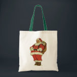 Vintage Christmas, Victorian Santa Claus with Toys Tragetasche<br><div class="desc">Vintage illustration Merry Christmas holiday image featuring a jolly Santa Claus carrying dolls and toys in a sack. Antique Victorian die cut.</div>