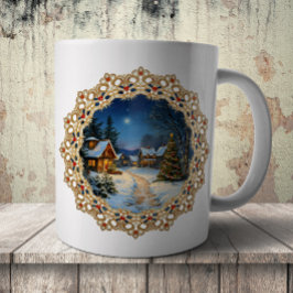 Vintage Christmas Village Doily Kaffeetasse