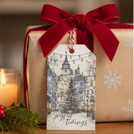 Vintage Christmas Village Geschenk Tag Gemütliche  Geschenkanhänger