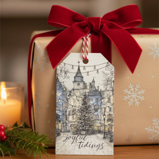 Vintage Christmas Village Geschenk Tag Gemütliche Geschenkanhänger