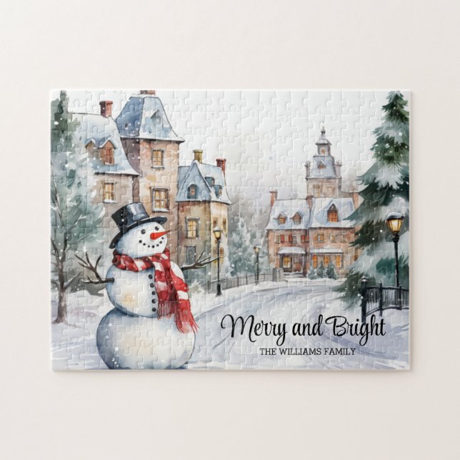 Vintage Christmas Village Merry und Bright (Horizontal)