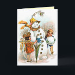 Vintage Christmas Village Snowman Feiertagskarte<br><div class="desc">Die wunderschöne Weihnachtskunst ist heute noch so beliebt wie in der Vergangenheit. Diese zeitlosen Kunstferiendrucke bringen die Nostalgie vergangener Zeiten zurück. Wunderbare Weihnachtsgeschenke der Empfänger wird für die nächsten Jahre schätzen.</div>