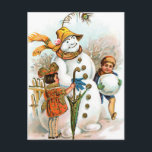 Vintage Christmas Village Snowman Feiertagspostkarte<br><div class="desc">Die wunderschöne Weihnachtskunst ist heute noch so beliebt wie in der Vergangenheit. Diese zeitlosen Kunstferiendrucke bringen die Nostalgie vergangener Zeiten zurück. Wunderbare Weihnachtsgeschenke,  die der Empfänger für die nächsten Jahre schätzen wird.</div>