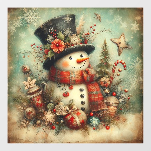 Vintage Christmas Window Cling Fensteraufkleber (Blatt)