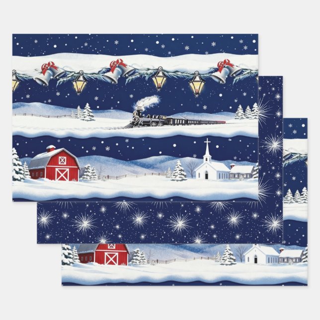 Vintage Christmas Winter's Night Journey Geschenkpapier Set (Set)