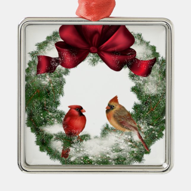 Vintage Christmas Wreath Silbernes Ornament (Vorne)