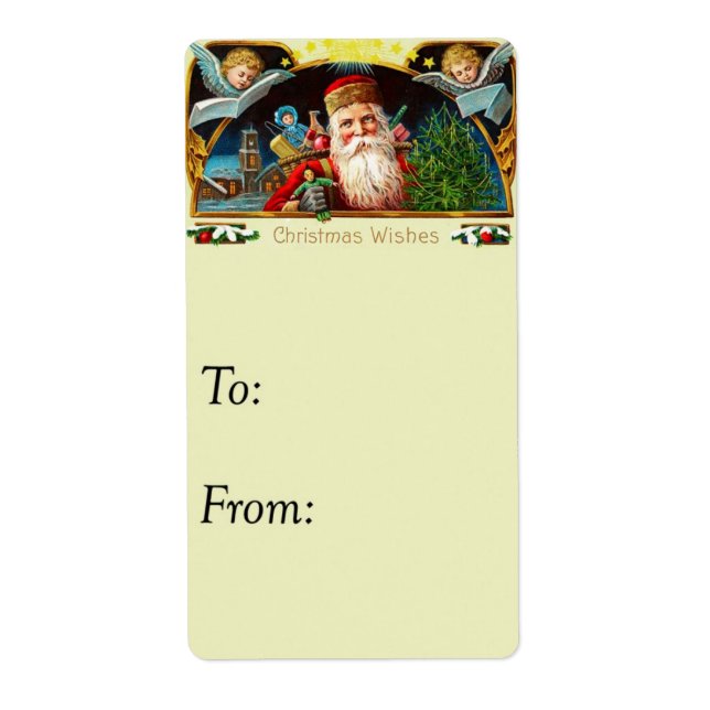 Vintage Christmas wünscht Geschenk Tag (Vorne)