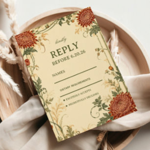 Vintage-Chrysantheme-Botanik RSVP Karte