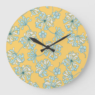 Vintage Chrysanthemum-Blume, orientalisches Muster Große Wanduhr