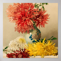 Vintage Chrysanthemum-Blumen Keramikvasen-Malerei