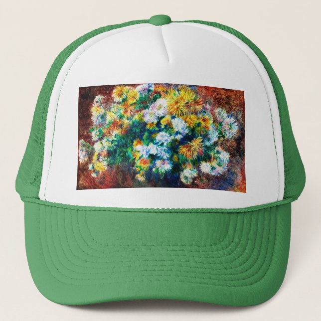 Vintage Chrysanthemums by Pierre-Auguste Renoir Truckerkappe (Vorderseite)
