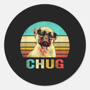 Vintage Chug Shirt Hund Sonnenuntergang Runder Aufkleber