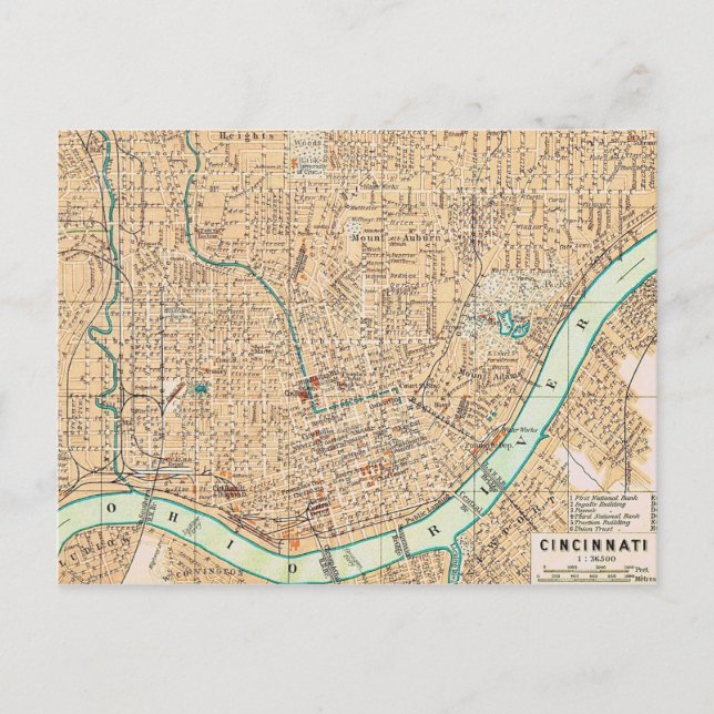 Vintage Cincinnati-Karte als Postkarte (Vorderseite)