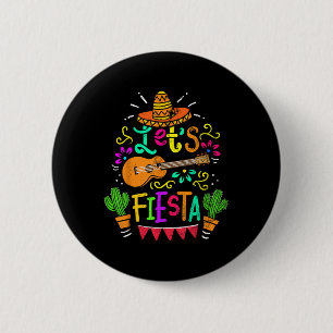 Vintage-Cinco-De-Mayo-Kaktus-Sombrero-Gitarre Button