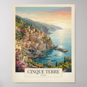 Vintage Cinque Terre Italien Reiseplakat   Italien Poster