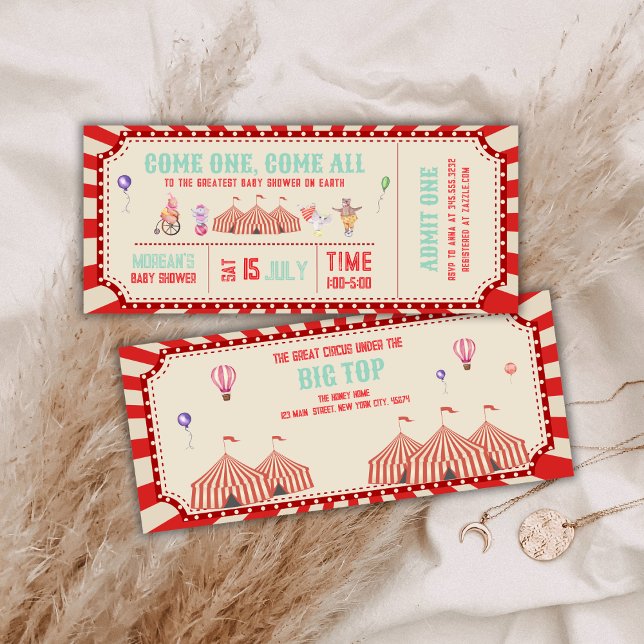 Vintage Circus Animal Ticket Carnival Baby shower Einladung (Vintage Circus Animal Ticket Carnival Baby shower Invitation)