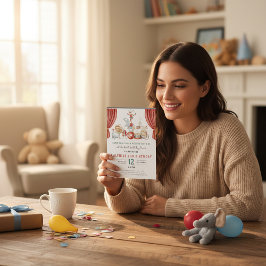 Vintage Circus Animals 2nd Birthday Invite Einladung