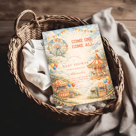 Vintage Circus Baby Shower Einladung