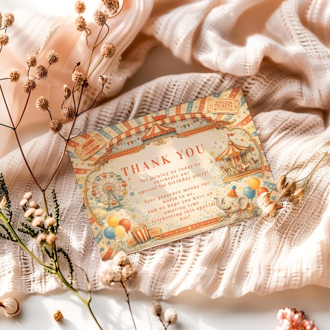 Vintage Circus Fairytale Birthday Dankeskarte (Von Creator hochgeladen)