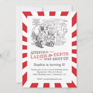 Vintage Circus Geburtstagsparty Einladung
