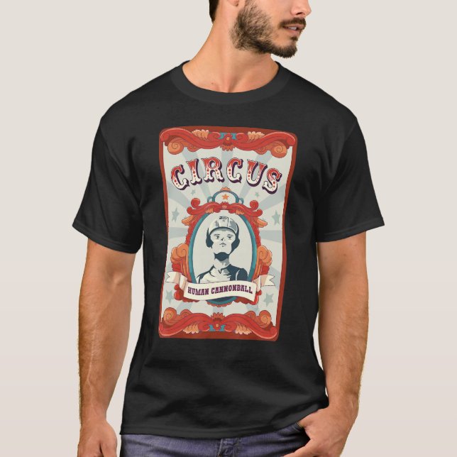 Vintage Circus Staff Badge Human Cannonball T-Shirt (Vorderseite)