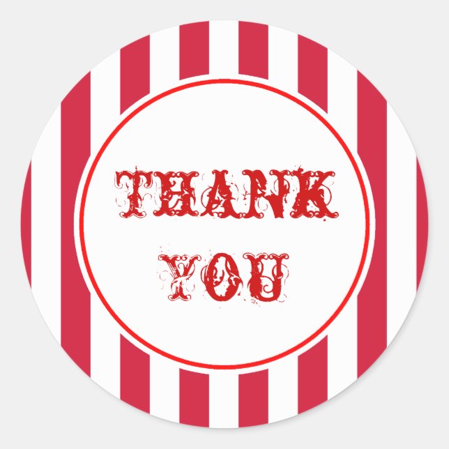 Vintage Circus Streifen Danke Stickers (Vorderseite)