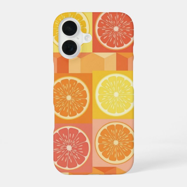 Vintage Citrus Pattern iPhone 16 Hülle (Rückseite)