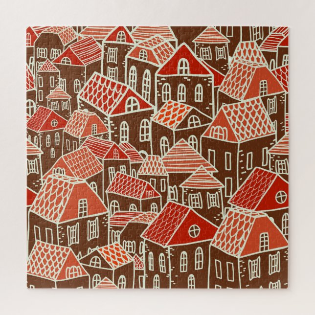 Vintage City Gebäude Nahtloses Muster (Vertikal)