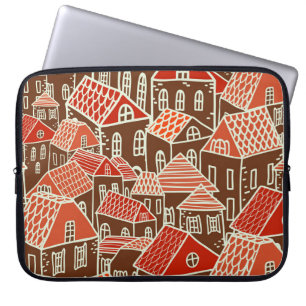 Vintage City Gebäude Nahtloses Muster Laptopschutzhülle