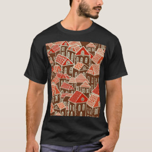 Vintage City Gebäude Nahtloses Muster T-Shirt
